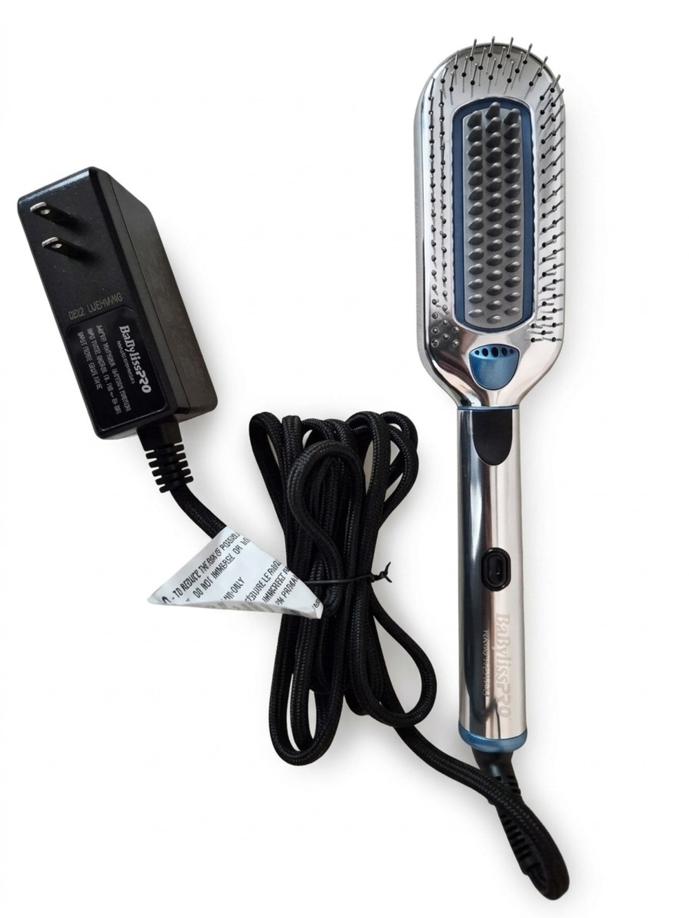 BaByliss Silver & Blue Thermal Hair Straightening Brush Nano Titanium